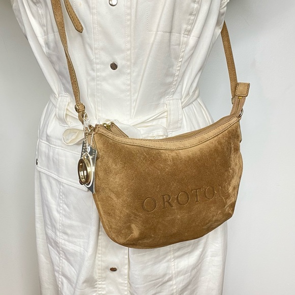 Oroton Handbags - NWT Oroton Tecate Small Hobo Crossbody in Biscuit Color